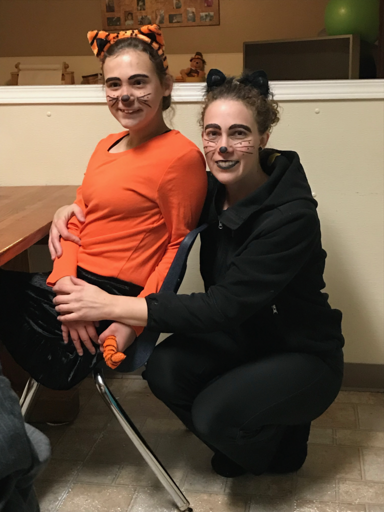 My daughter and I dressed up for Halloween.