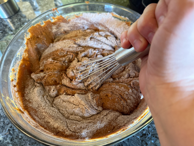 mix dry ingredients into wet