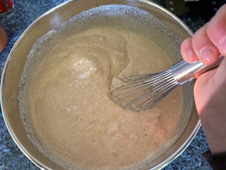 13.use sturdy whisk to mix batter