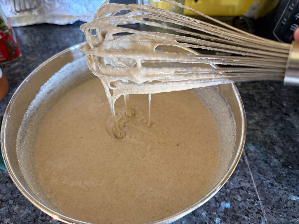 Whisked batter in bowl