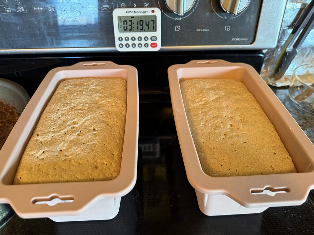 Gluten Free Buckwheat Bread Two loaves of bread baking