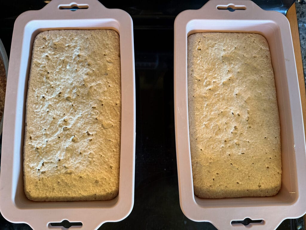 Gluten Free Buckwheat Bread Two loaves of bread baking