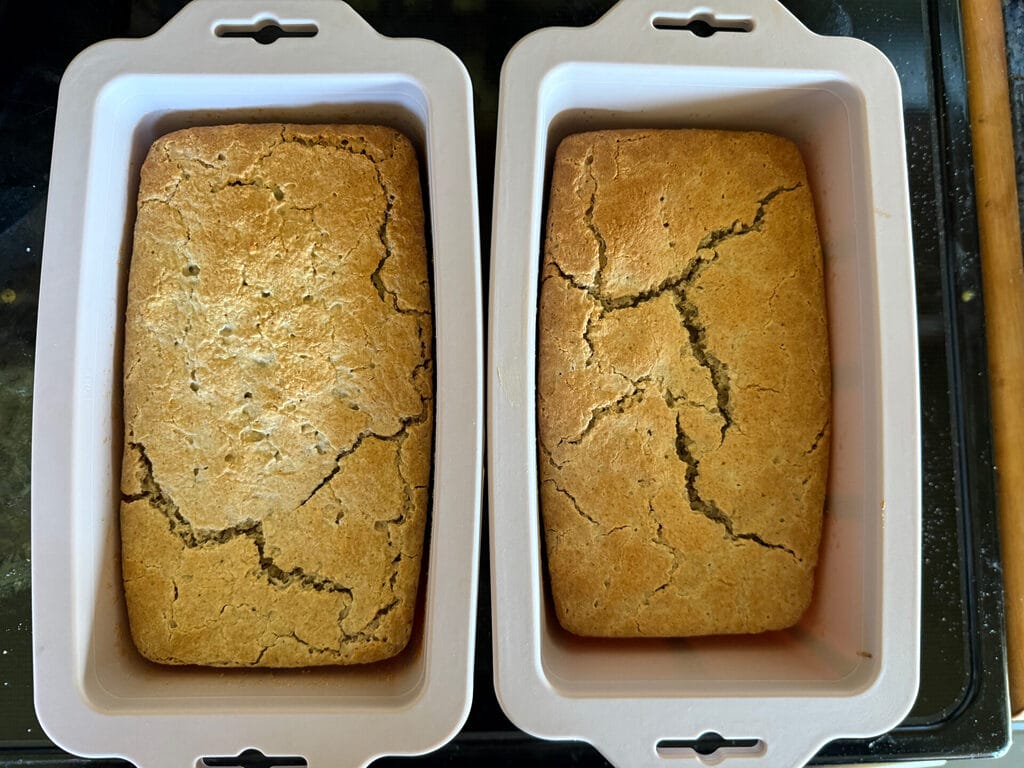 Gluten Free Buckwheat Bread Two loaves of bread.