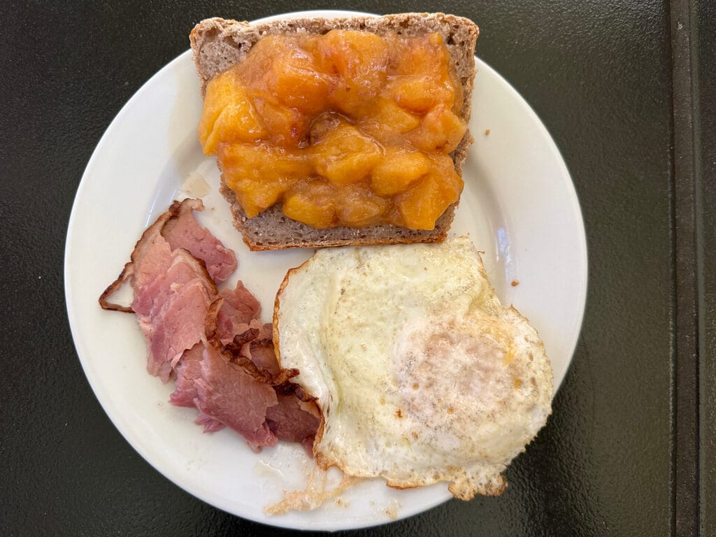Gluten Free Buckwheat Bread Hearty breakfast plate with egg