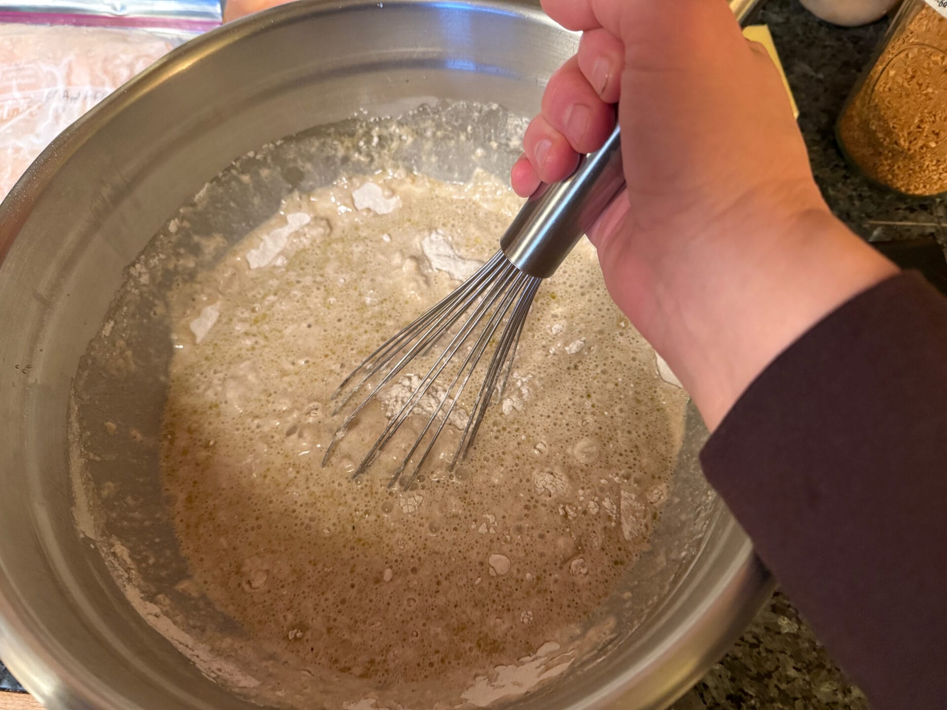 4.whisk dry and wet ingredients together