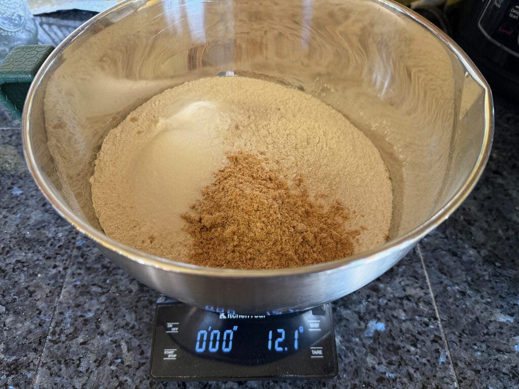 Dry ingredients on scale