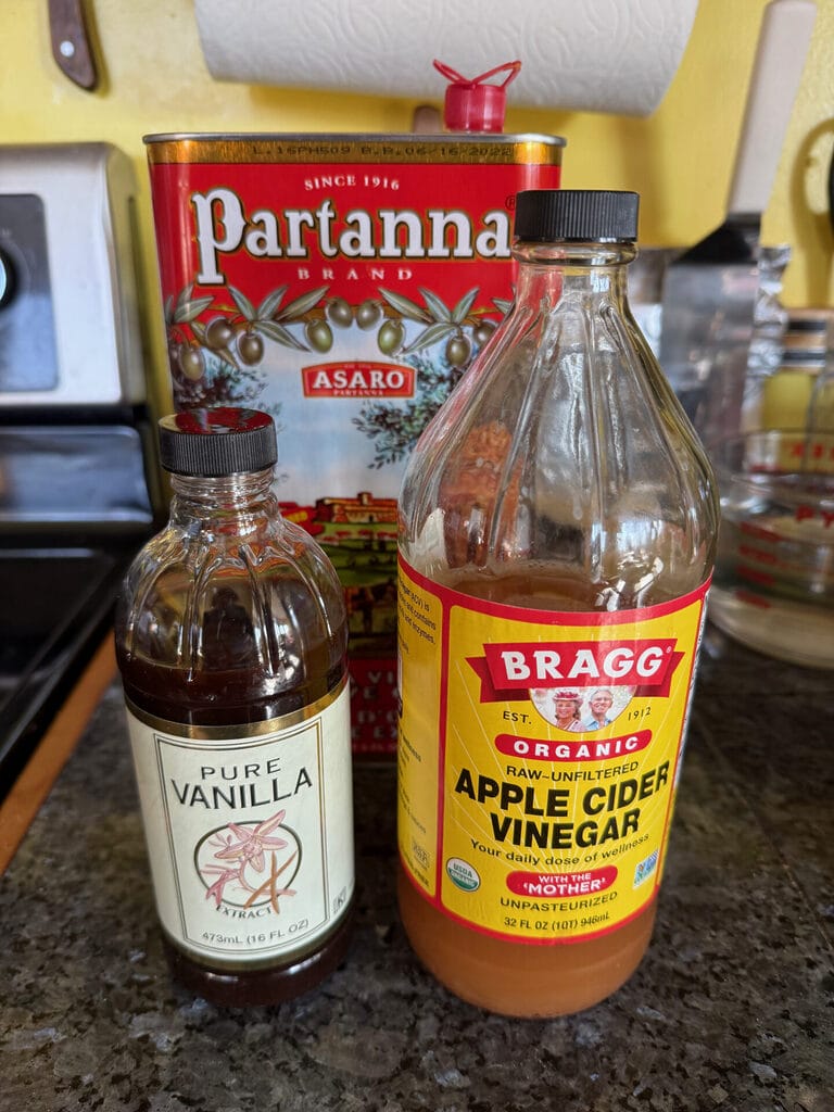 Vanilla, vinegar, and olive oil