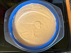 Poured batter into silicone mold. Buckwheat Cinnamon Roll Bread