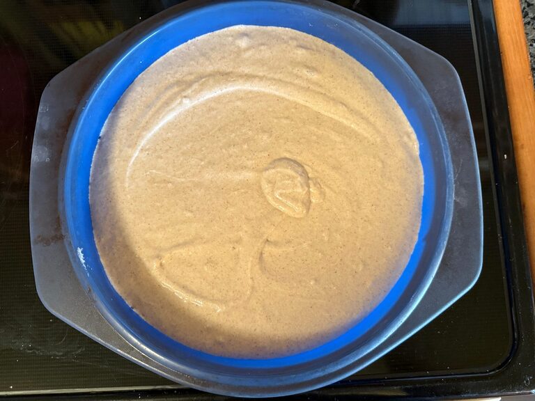 Poured batter into silicone mold. Buckwheat Cinnamon Roll Bread