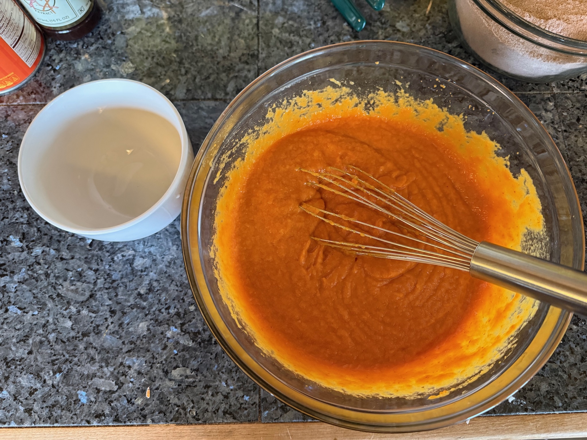 Buckwheat Chocolate Pumpkin Muffins 25 all 6 eggs are whisked into pumpkin mixture