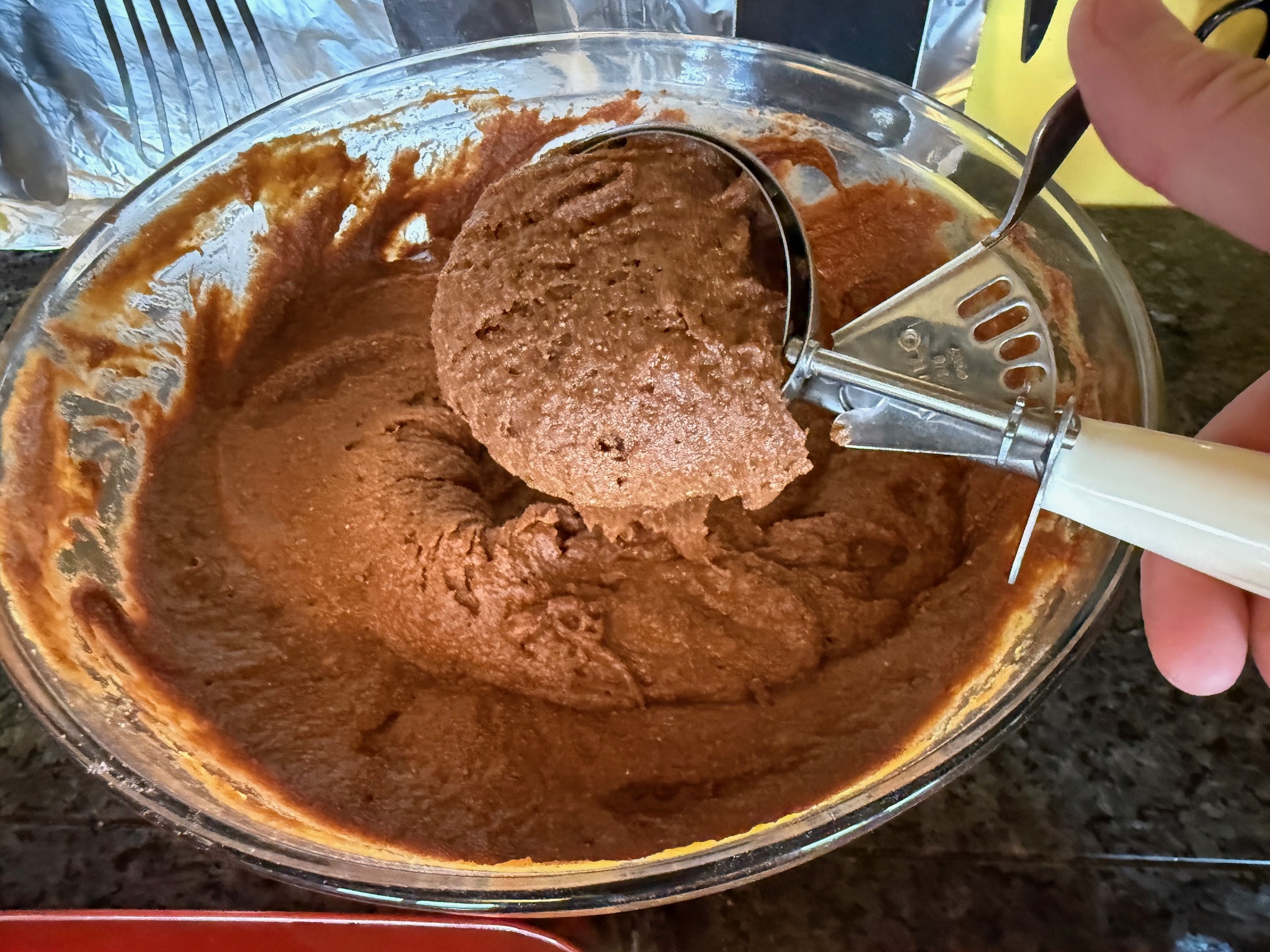 Buckwheat Chocolate Pumpkin Muffins 34 measure batter